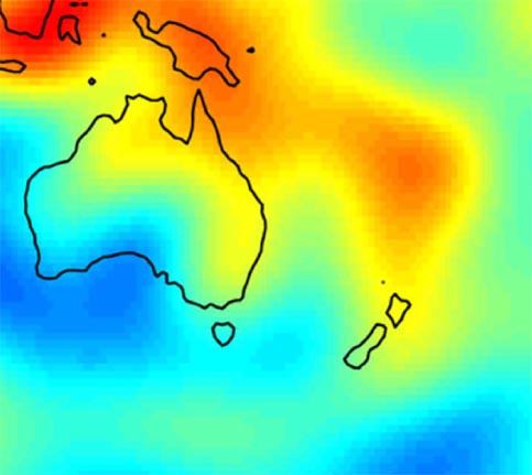 Tonga trench gravity anomaly view 1