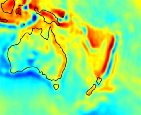 Tonga trench gravity anomaly view 3