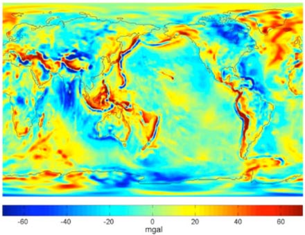Gravity anomalies from four years (2003-2006) of GRACE data (GGM03S)