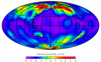 image above shows how the average variability in Earth's gravity field in August 2002